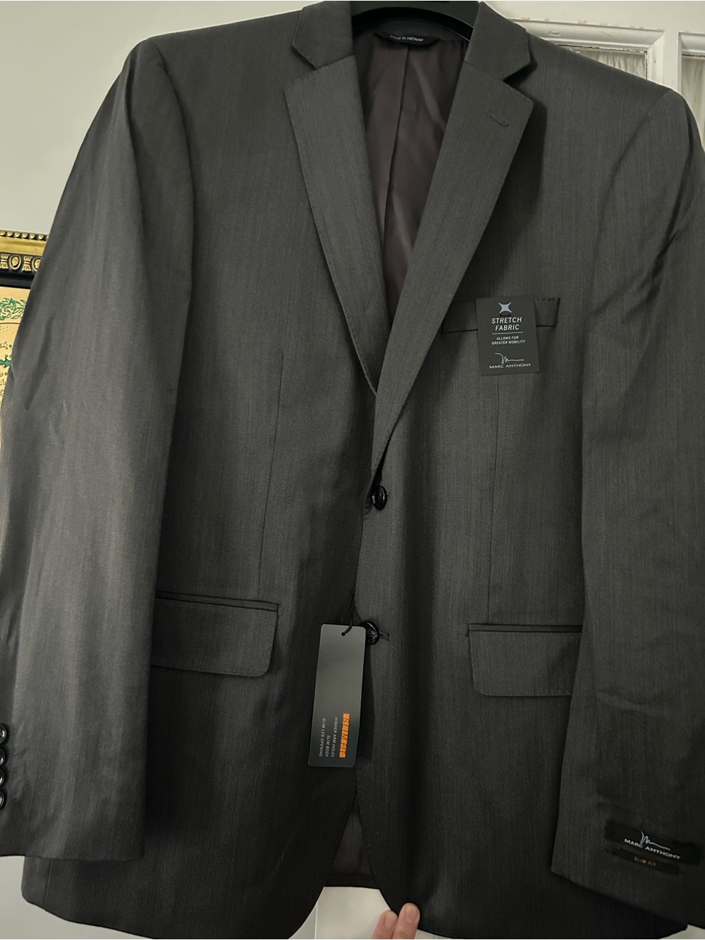 Marc Anthony Men's Medium Gray Two-Button Stretch Blazer